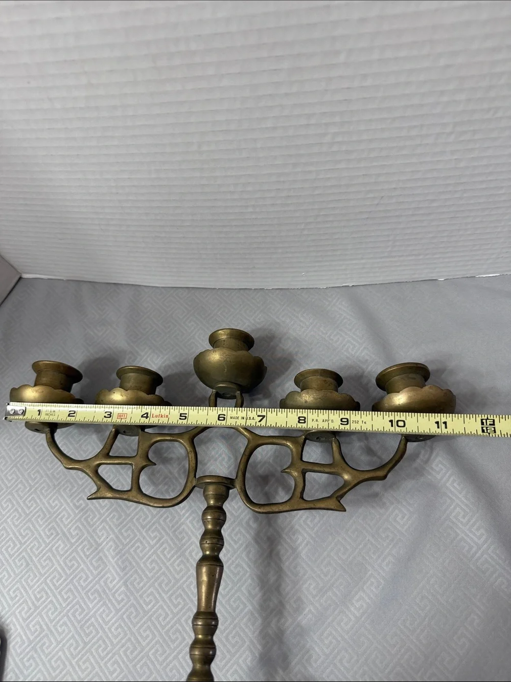 Vintage MCM Brass 5 Arm Candle Holder Candelabra Old World Boho Stamped Korea